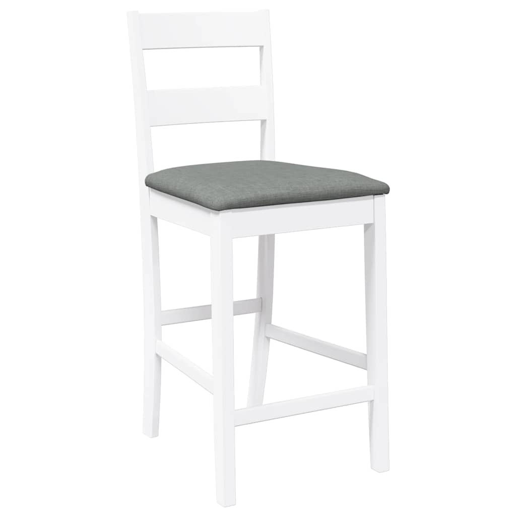 Tabourets de bar avec coussins 2 pcs blanc bois massif d'hévéa - XIOS