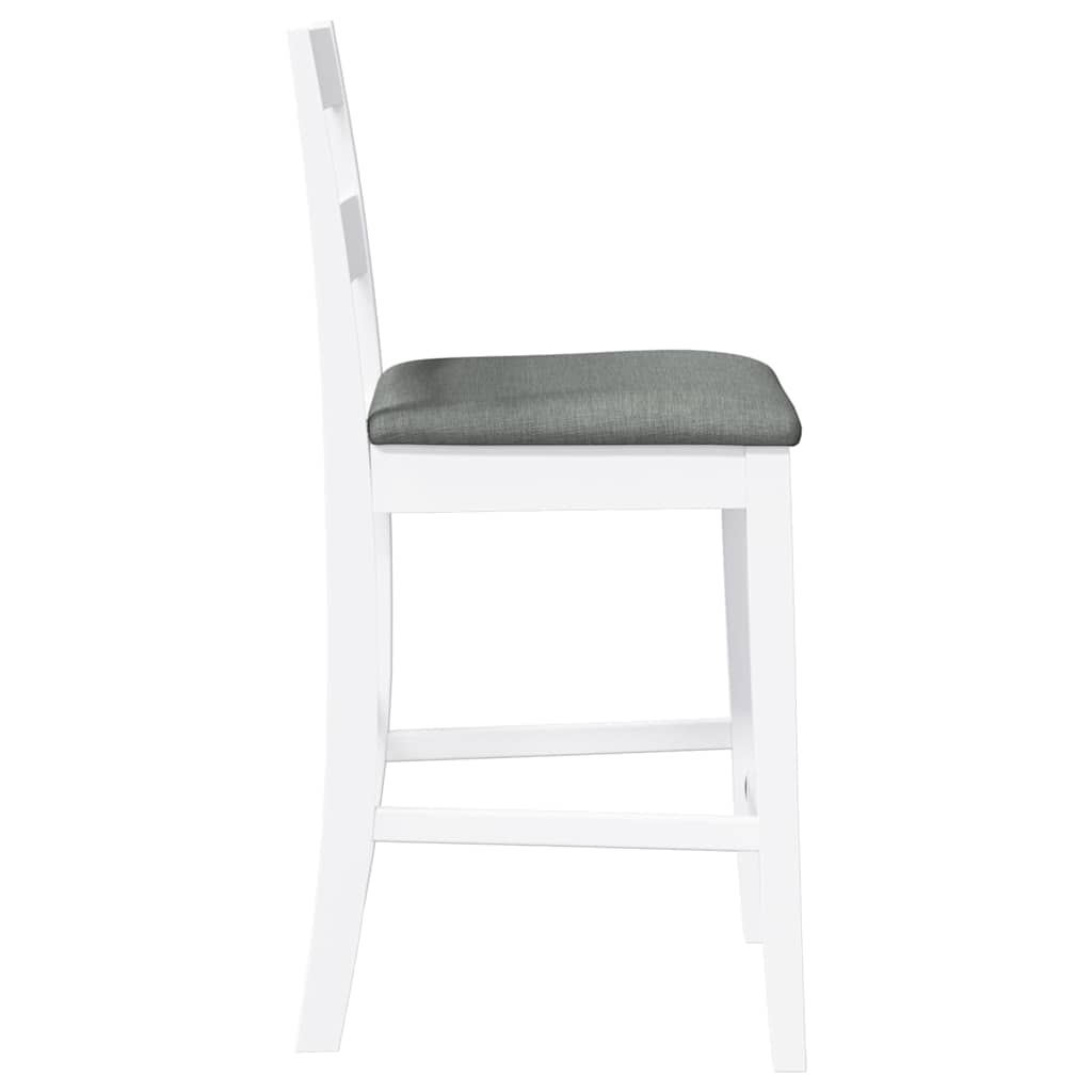 Tabourets de bar avec coussins 2 pcs blanc bois massif d'hévéa - XIOS