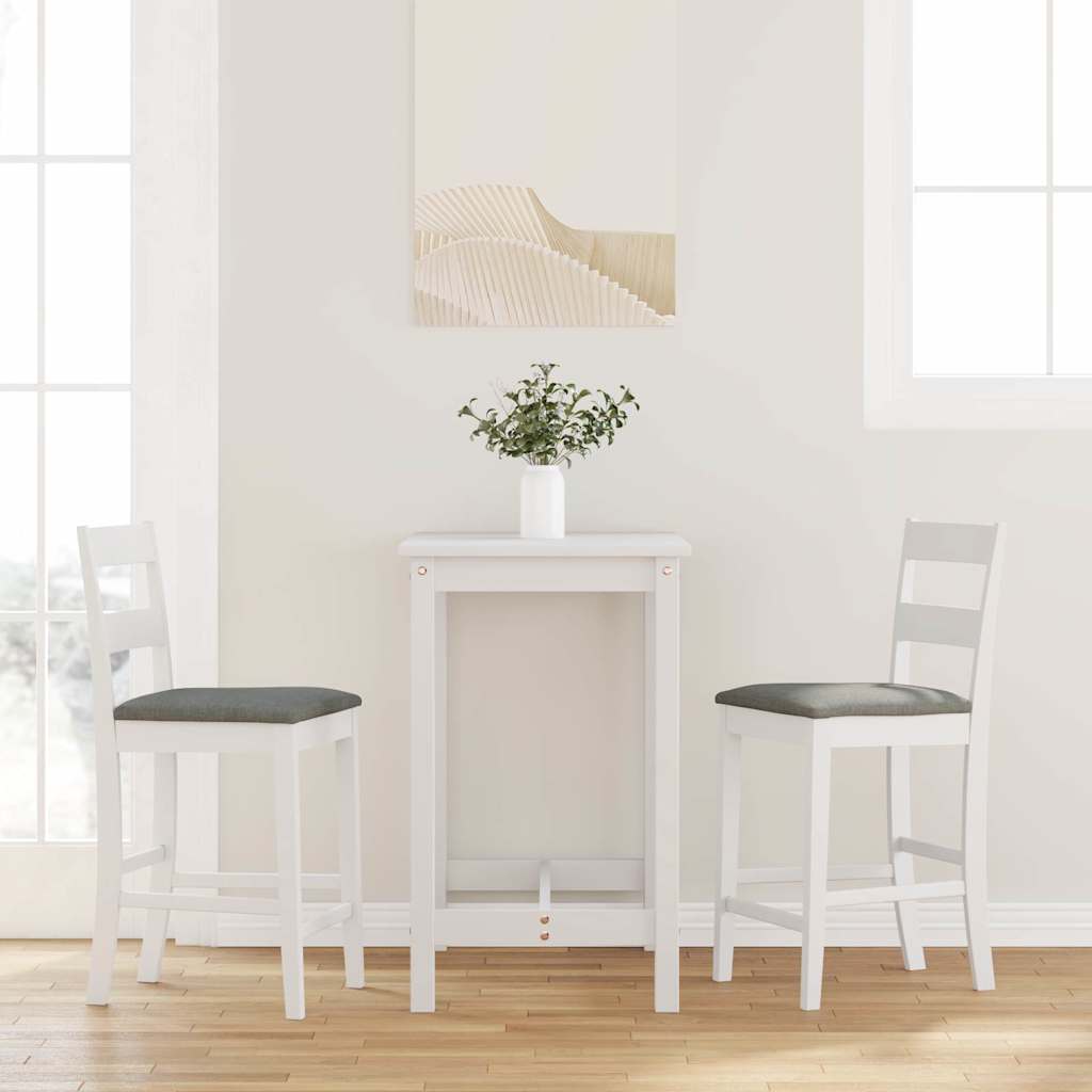 Tabourets de bar avec coussins 2 pcs blanc bois massif d'hévéa - XIOS