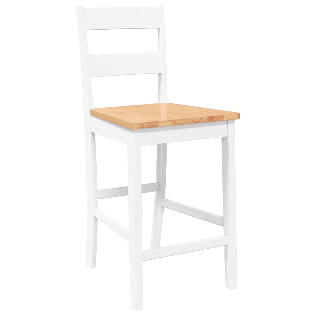 Tabourets de bar 2 pcs blanc bois massif d'hévéa - XIOS