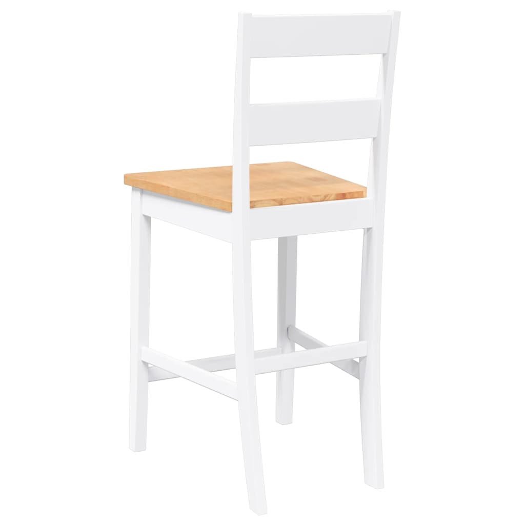 Tabourets de bar 2 pcs blanc bois massif d'hévéa - XIOS