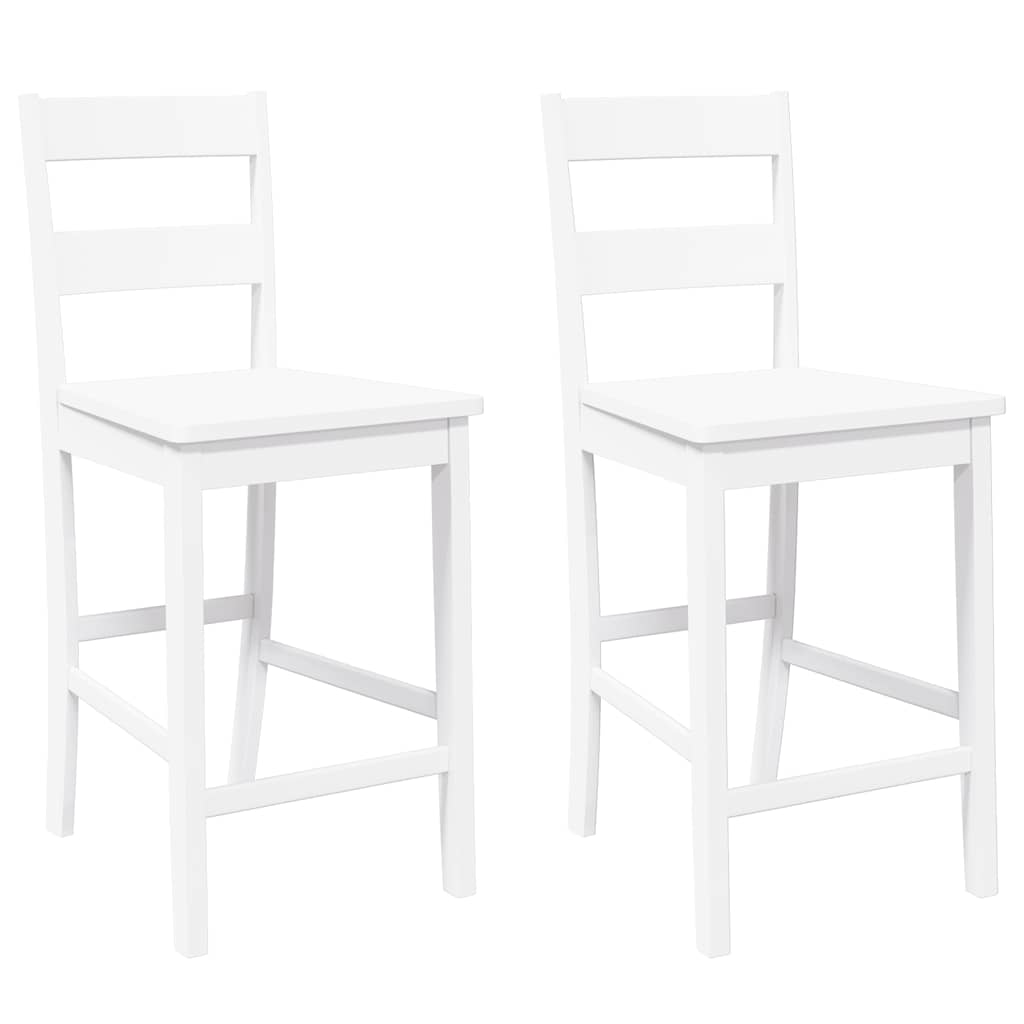Tabourets de bar 2 pcs blanc bois massif d'hévéa - XIOS