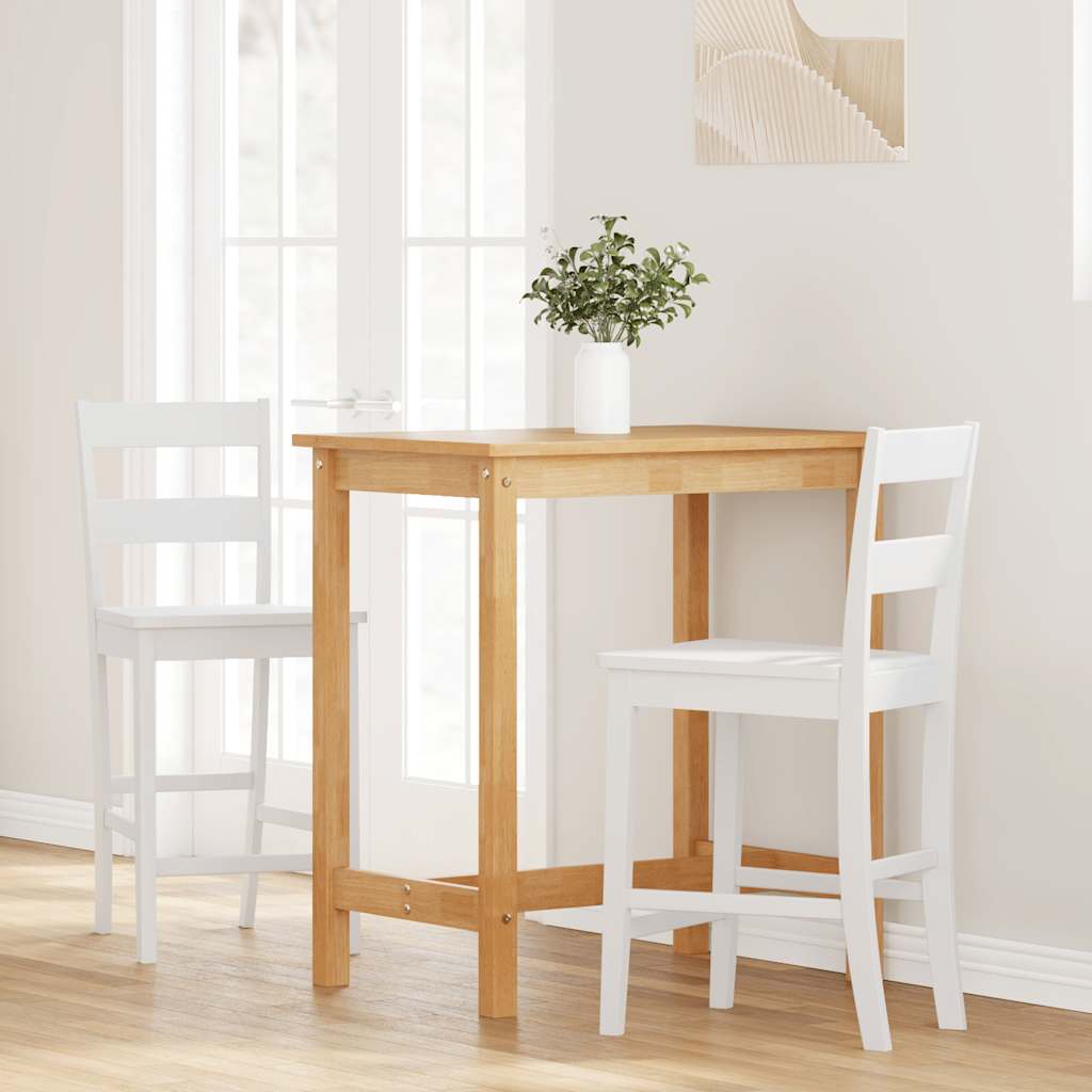 Tabourets de bar 2 pcs blanc bois massif d'hévéa - XIOS