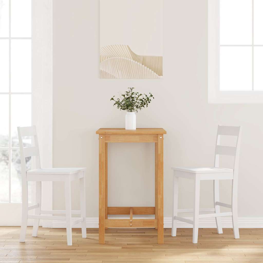 Tabourets de bar 2 pcs blanc bois massif d'hévéa - XIOS