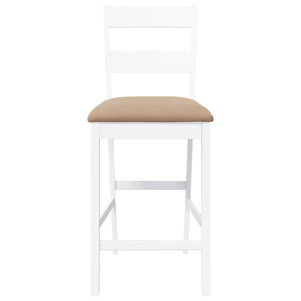 Tabourets de bar avec coussins 2 pcs blanc bois massif d'hévéa - XIOS