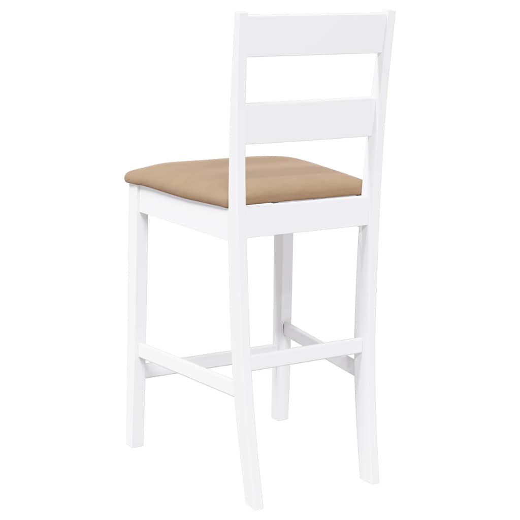Tabourets de bar avec coussins 2 pcs blanc bois massif d'hévéa - XIOS