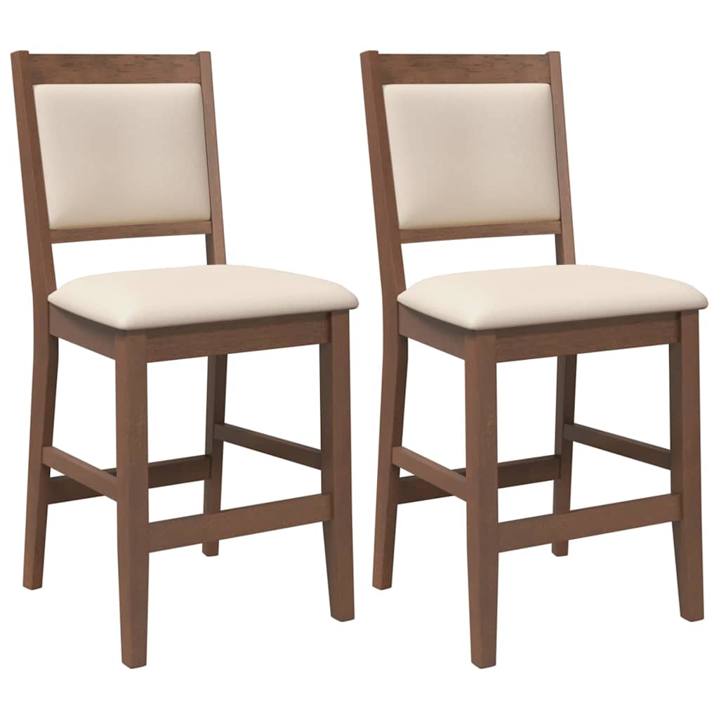 Tabourets de bar avec coussins (lot de 2) en bois massif marron et caoutchouc - XIOS