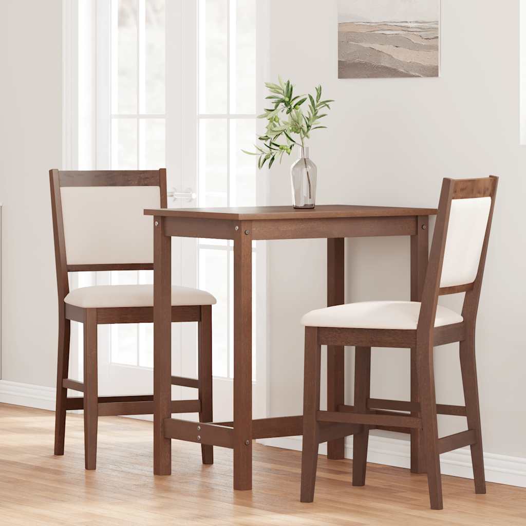 Tabourets de bar avec coussins (lot de 2) en bois massif marron et caoutchouc - XIOS