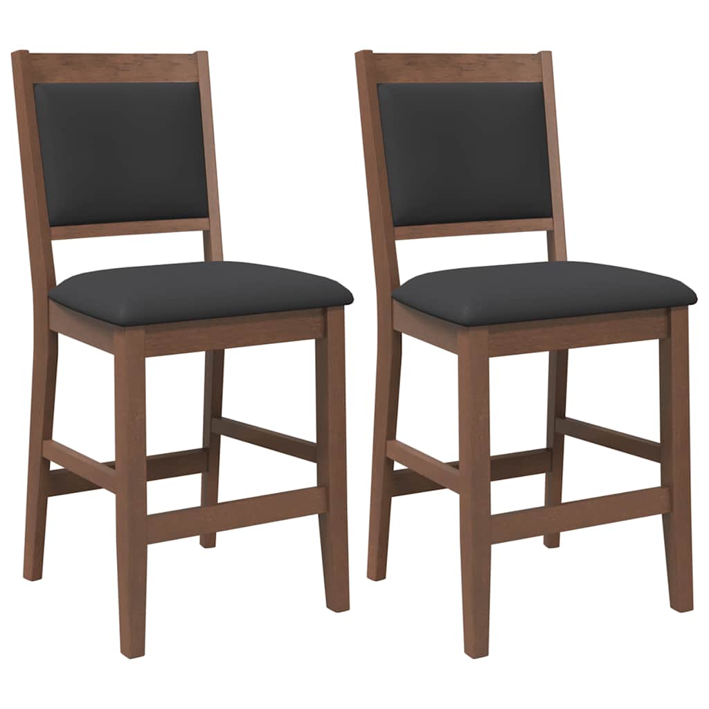 Tabourets de bar avec coussins (lot de 2) en bois massif marron et caoutchouc - XIOS