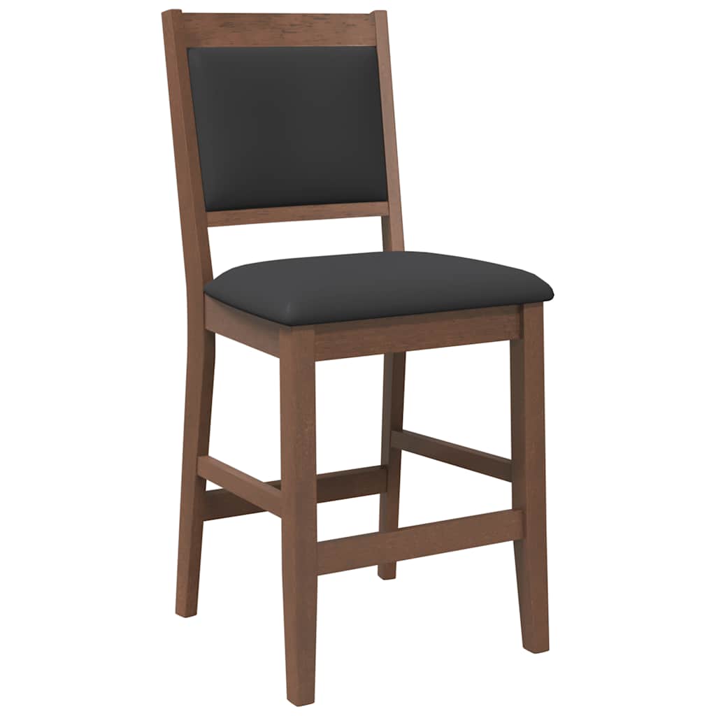 Tabourets de bar avec coussins (lot de 2) en bois massif marron et caoutchouc - XIOS