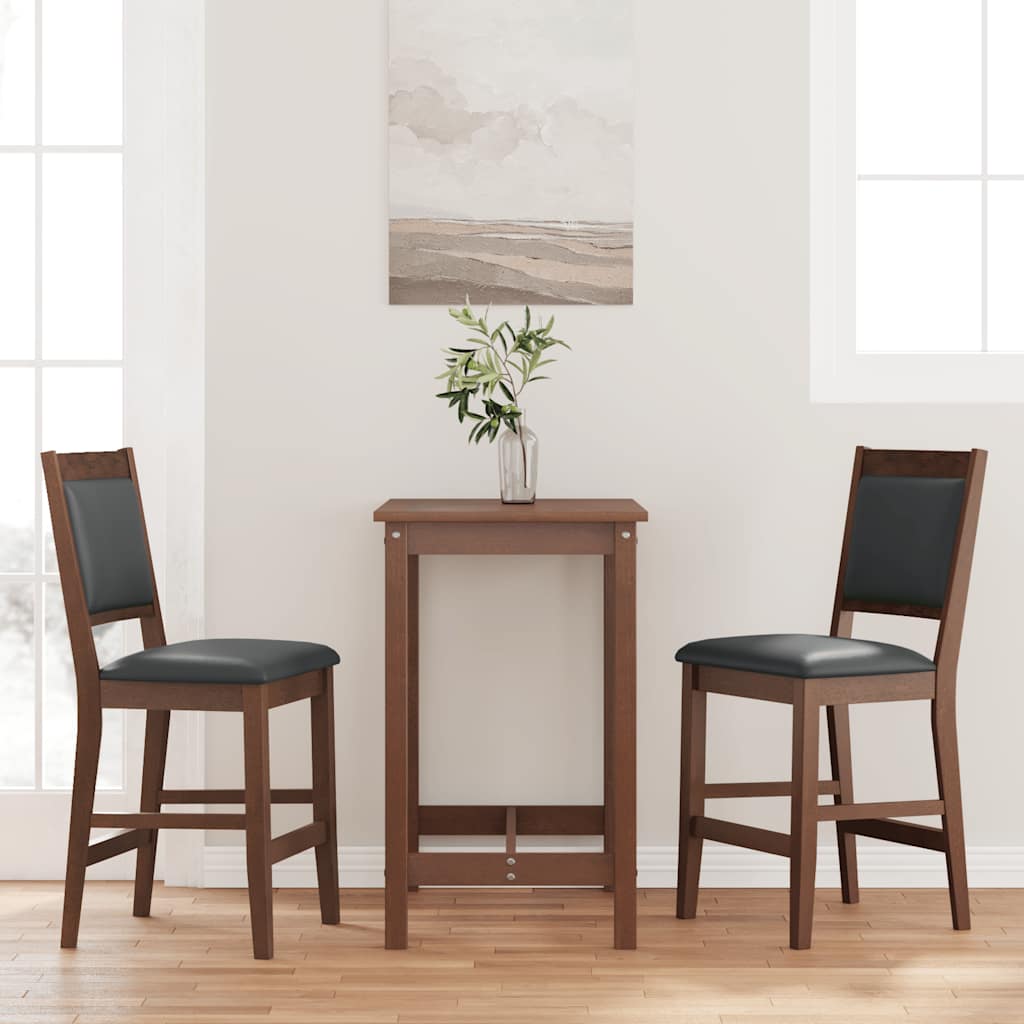 Tabourets de bar avec coussins (lot de 2) en bois massif marron et caoutchouc - XIOS