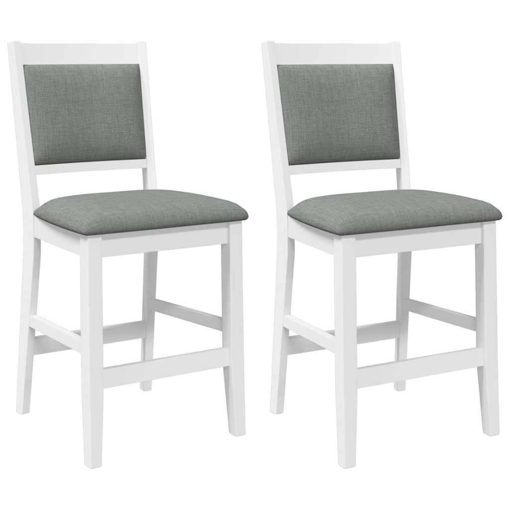 Tabourets de bar avec coussins (lot de 2) en bois massif blanc et caoutchouc - XIOS