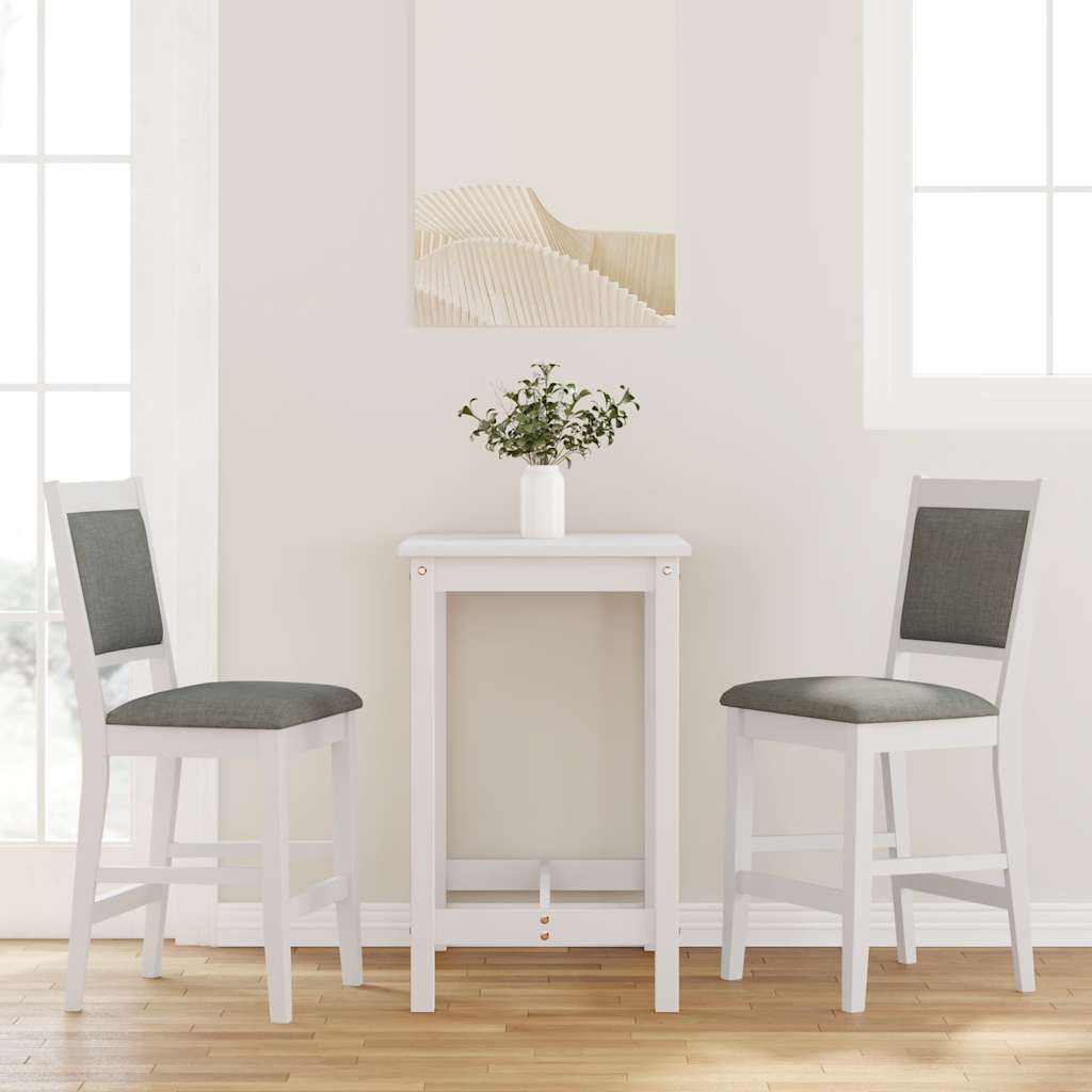 Tabourets de bar avec coussins (lot de 2) en bois massif blanc et caoutchouc - XIOS