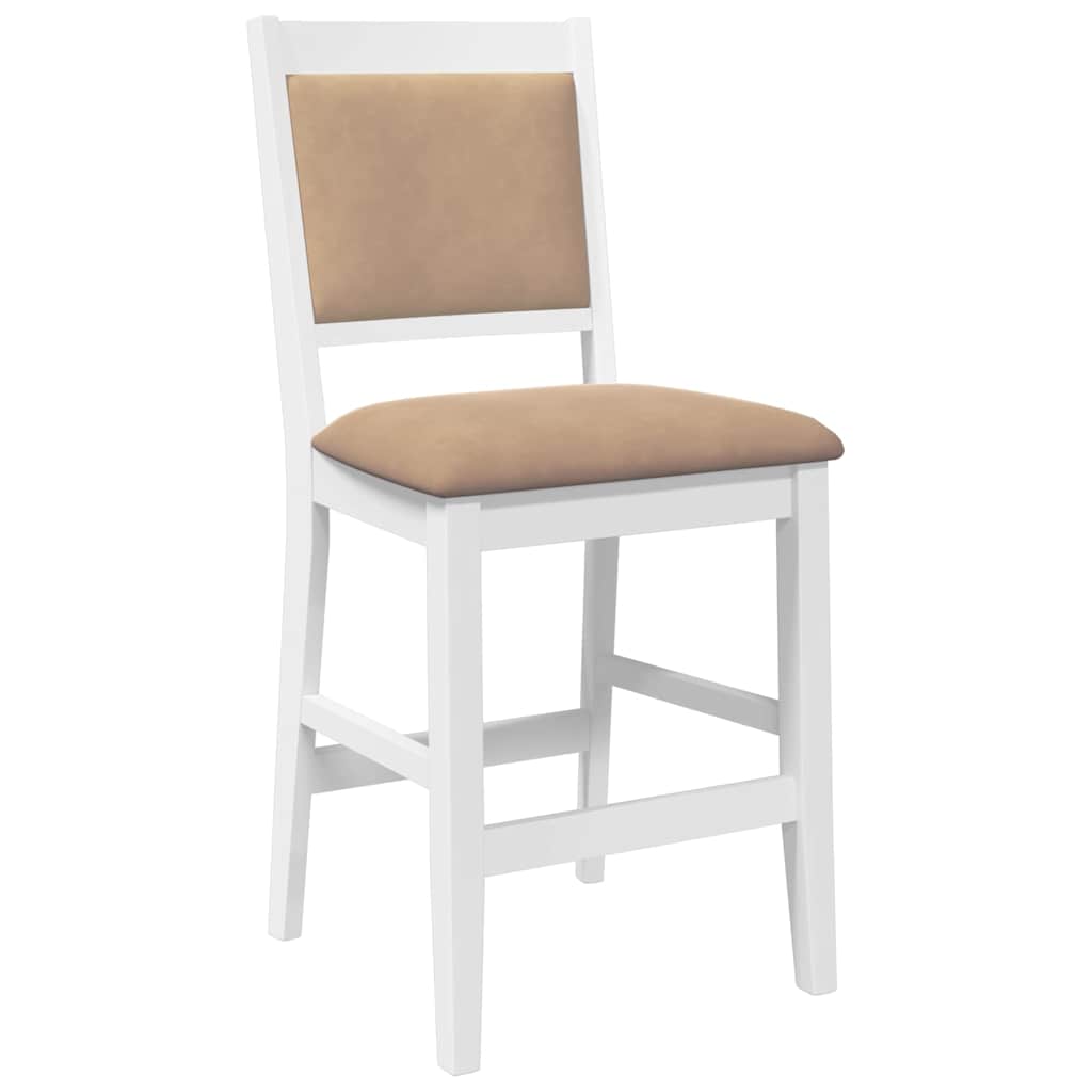 Tabourets de bar avec coussins (lot de 2) en bois massif blanc et caoutchouc - XIOS