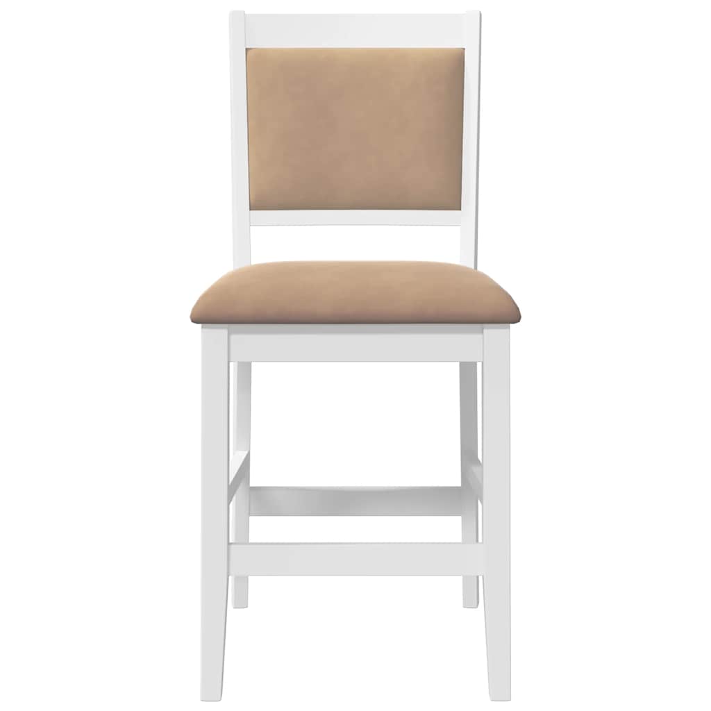 Tabourets de bar avec coussins (lot de 2) en bois massif blanc et caoutchouc - XIOS