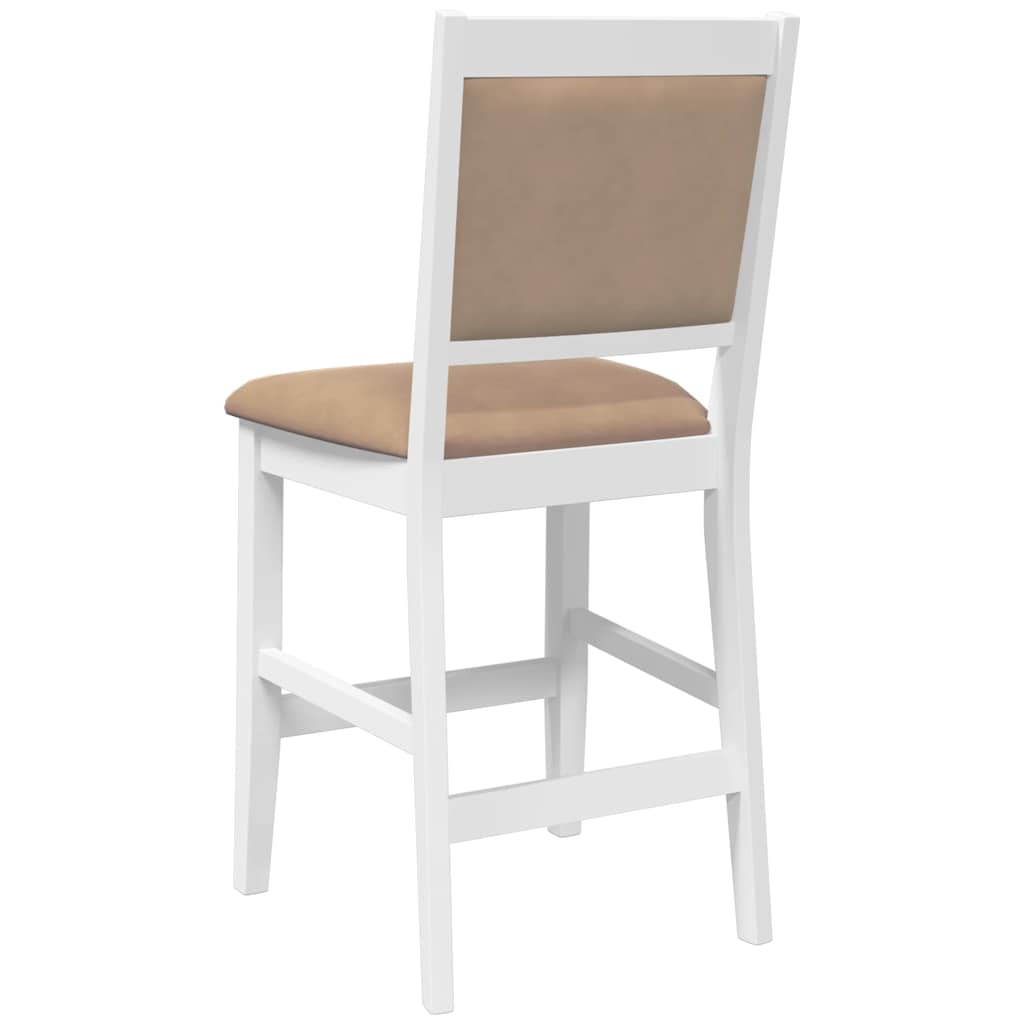 Tabourets de bar avec coussins (lot de 2) en bois massif blanc et caoutchouc - XIOS