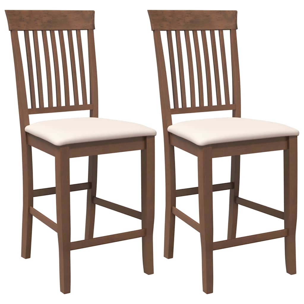 Tabourets de bar avec coussins (lot de 2) en bois massif marron et caoutchouc - XIOS