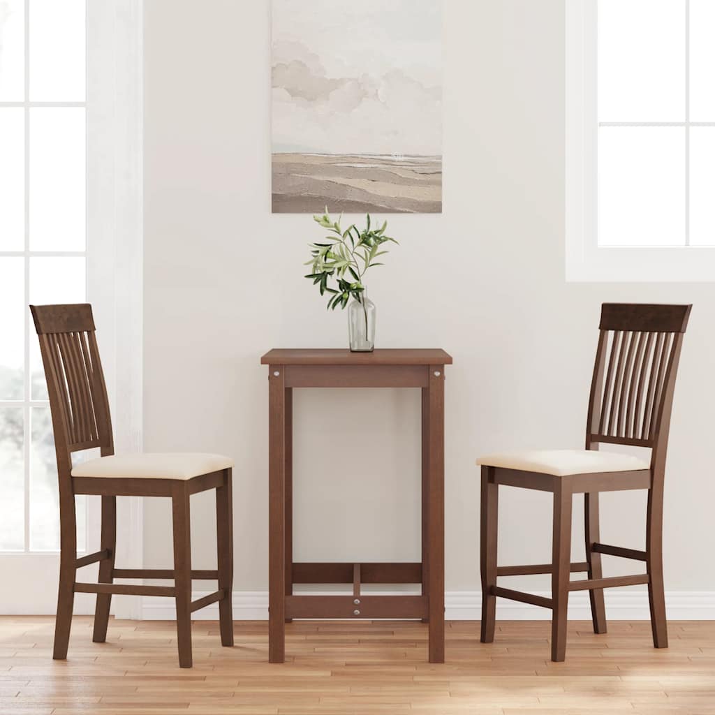 Tabourets de bar avec coussins (lot de 2) en bois massif marron et caoutchouc - XIOS