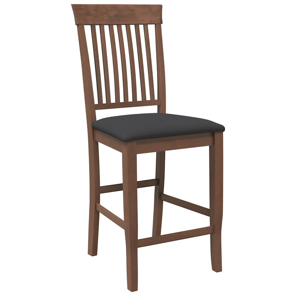 Tabourets de bar avec coussins (lot de 2) en bois massif marron et caoutchouc - XIOS