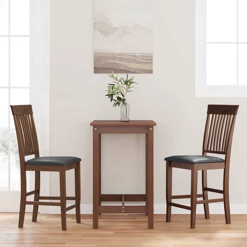 Tabourets de bar avec coussins (lot de 2) en bois massif marron et caoutchouc - XIOS