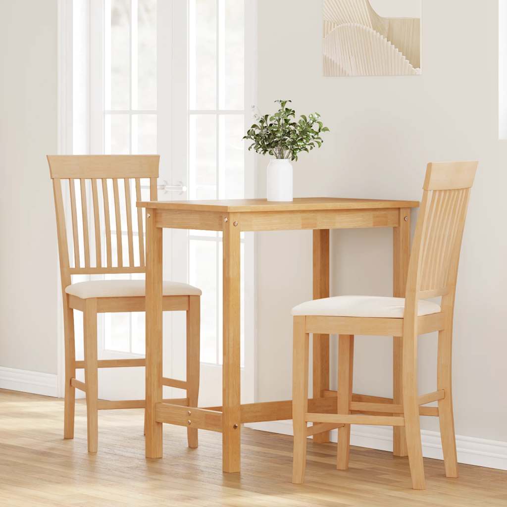 Tabourets de bar avec coussins (2 pcs) en bois massif naturel et caoutchouc - XIOS