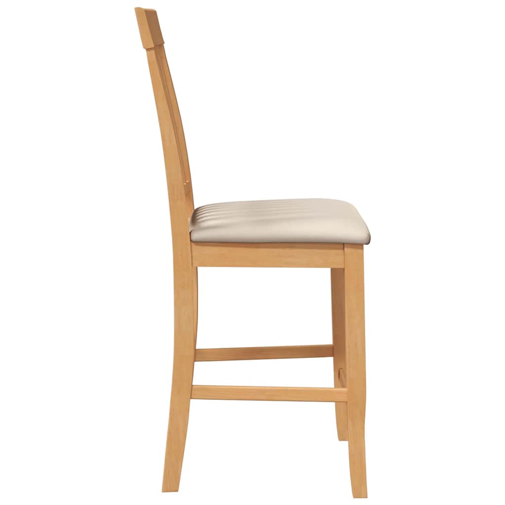 Tabourets de bar avec coussins (2 pcs) en bois massif naturel et caoutchouc - XIOS