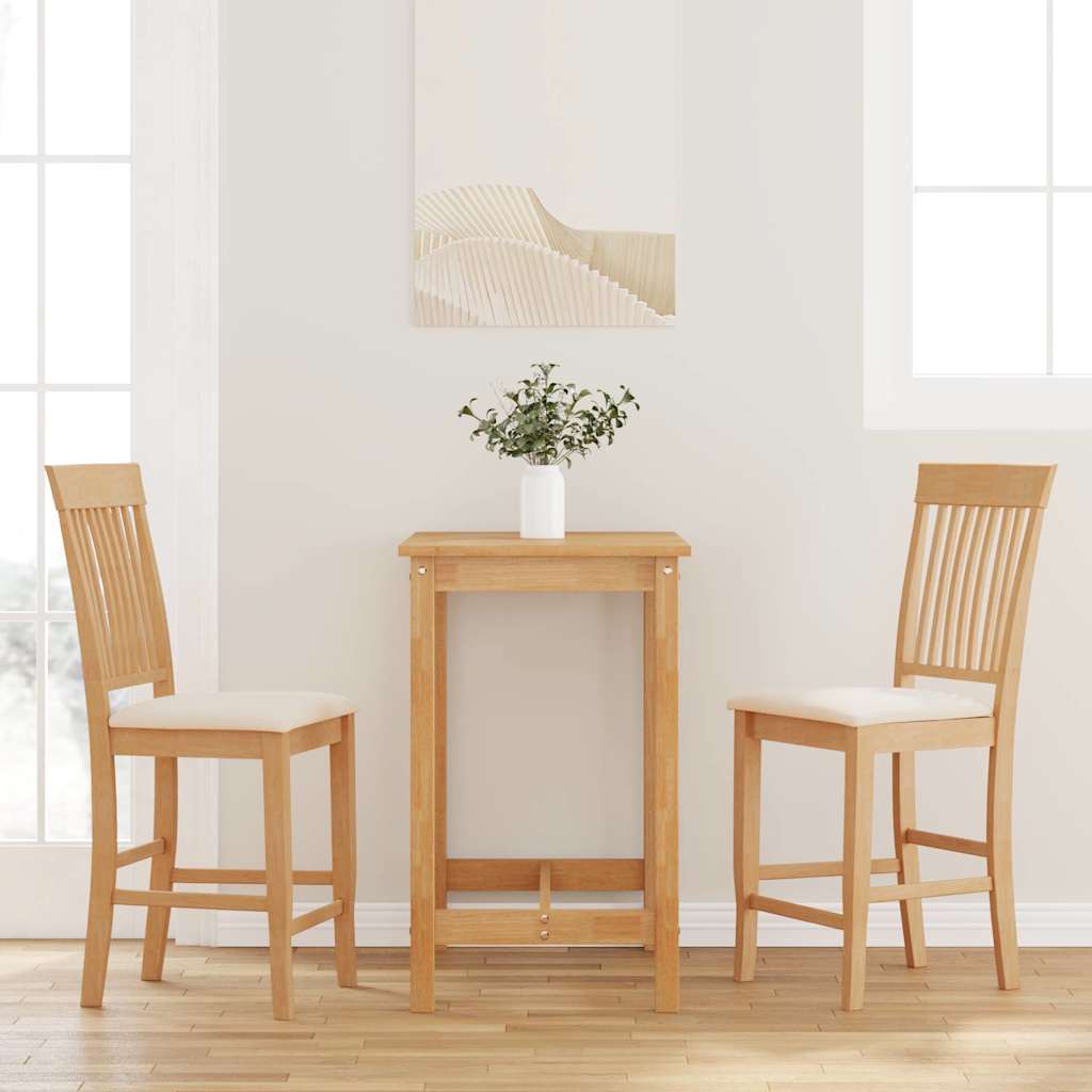 Tabourets de bar avec coussins (2 pcs) en bois massif naturel et caoutchouc - XIOS