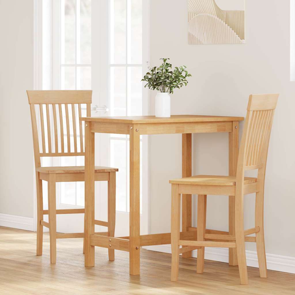 Tabourets de bar (lot de 2) en bois massif naturel et caoutchouc - XIOS