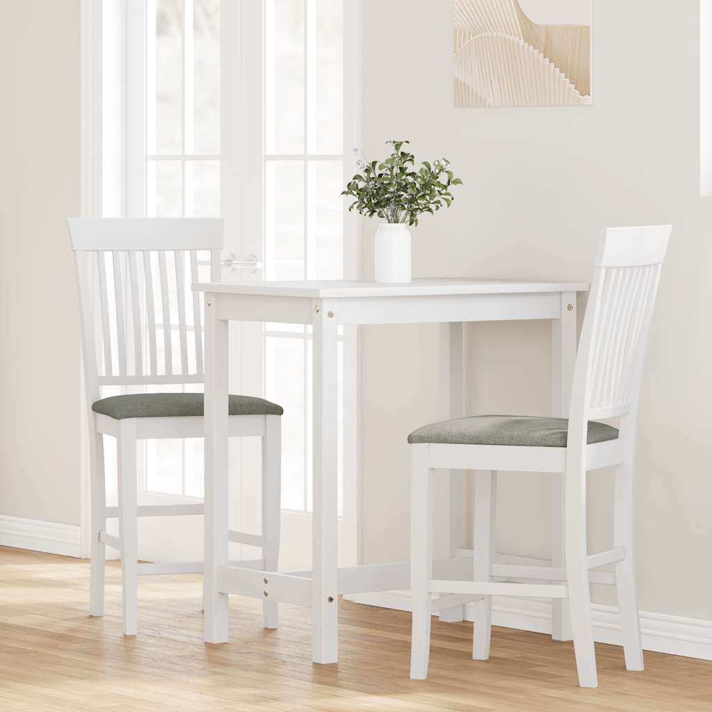 Tabourets de bar avec coussins (lot de 2) en bois massif blanc et caoutchouc - XIOS