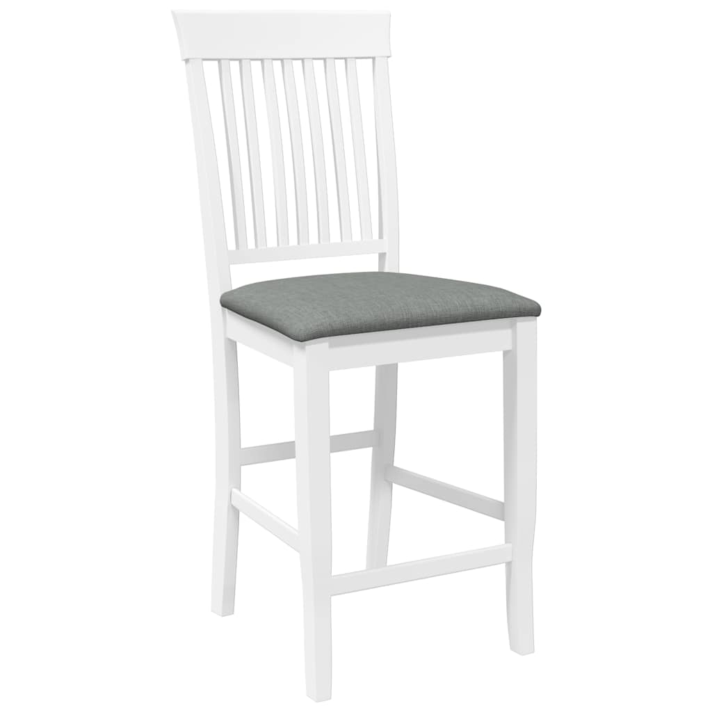 Tabourets de bar avec coussins (lot de 2) en bois massif blanc et caoutchouc - XIOS
