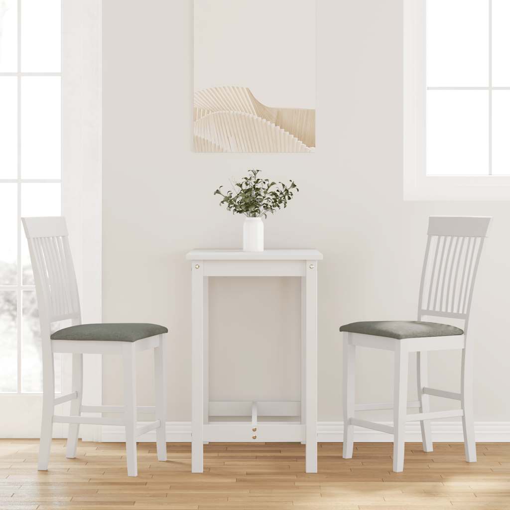 Tabourets de bar avec coussins (lot de 2) en bois massif blanc et caoutchouc - XIOS