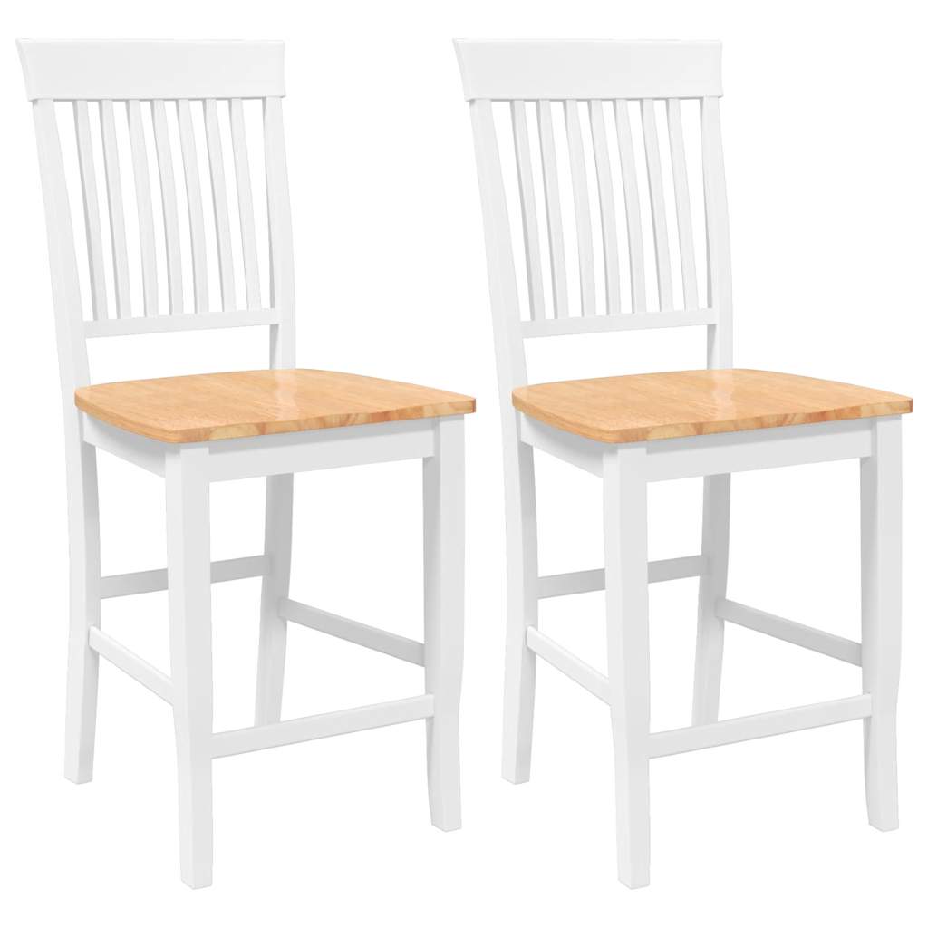Tabourets de bar (lot de 2) en bois massif blanc et caoutchouc - XIOS