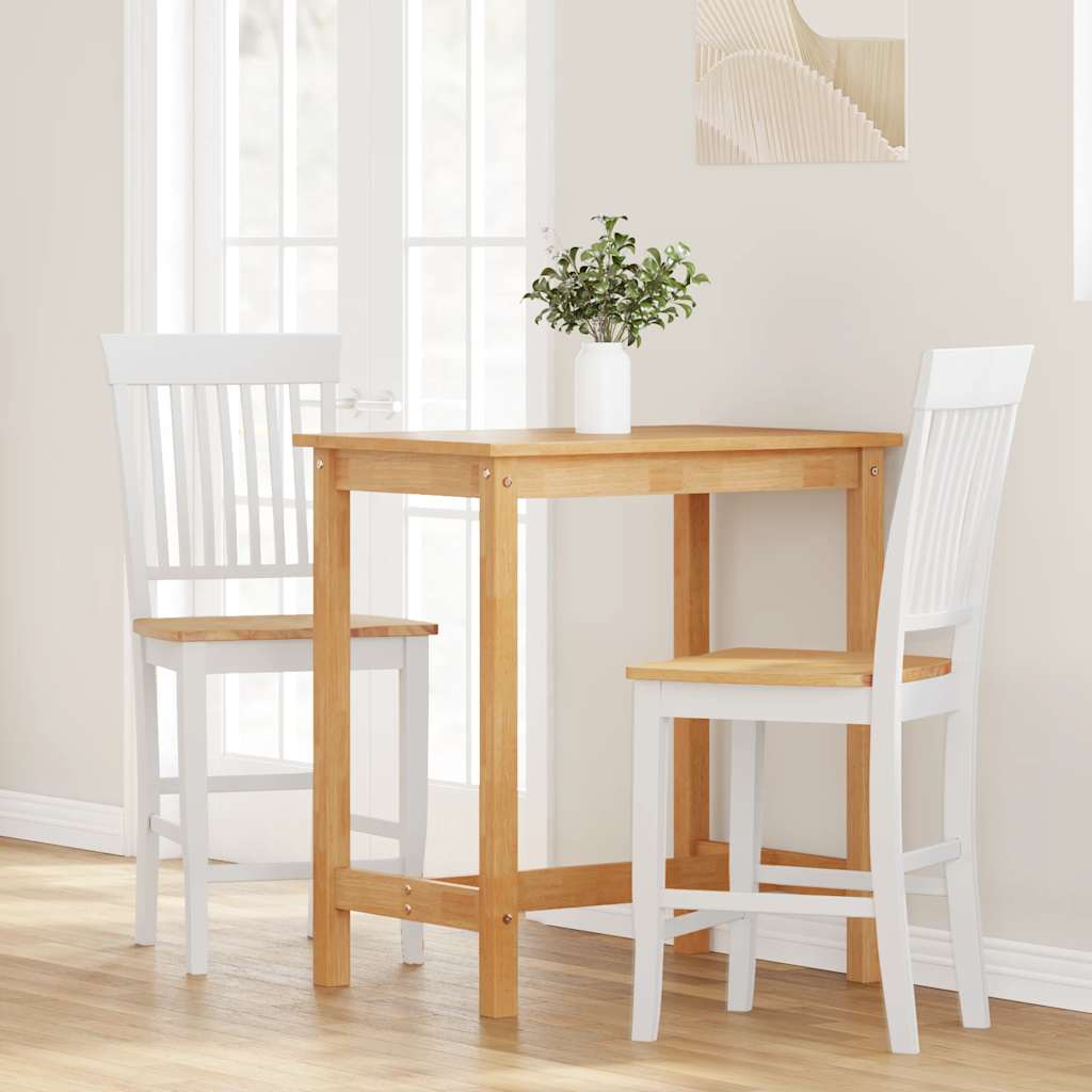 Tabourets de bar (lot de 2) en bois massif blanc et caoutchouc - XIOS