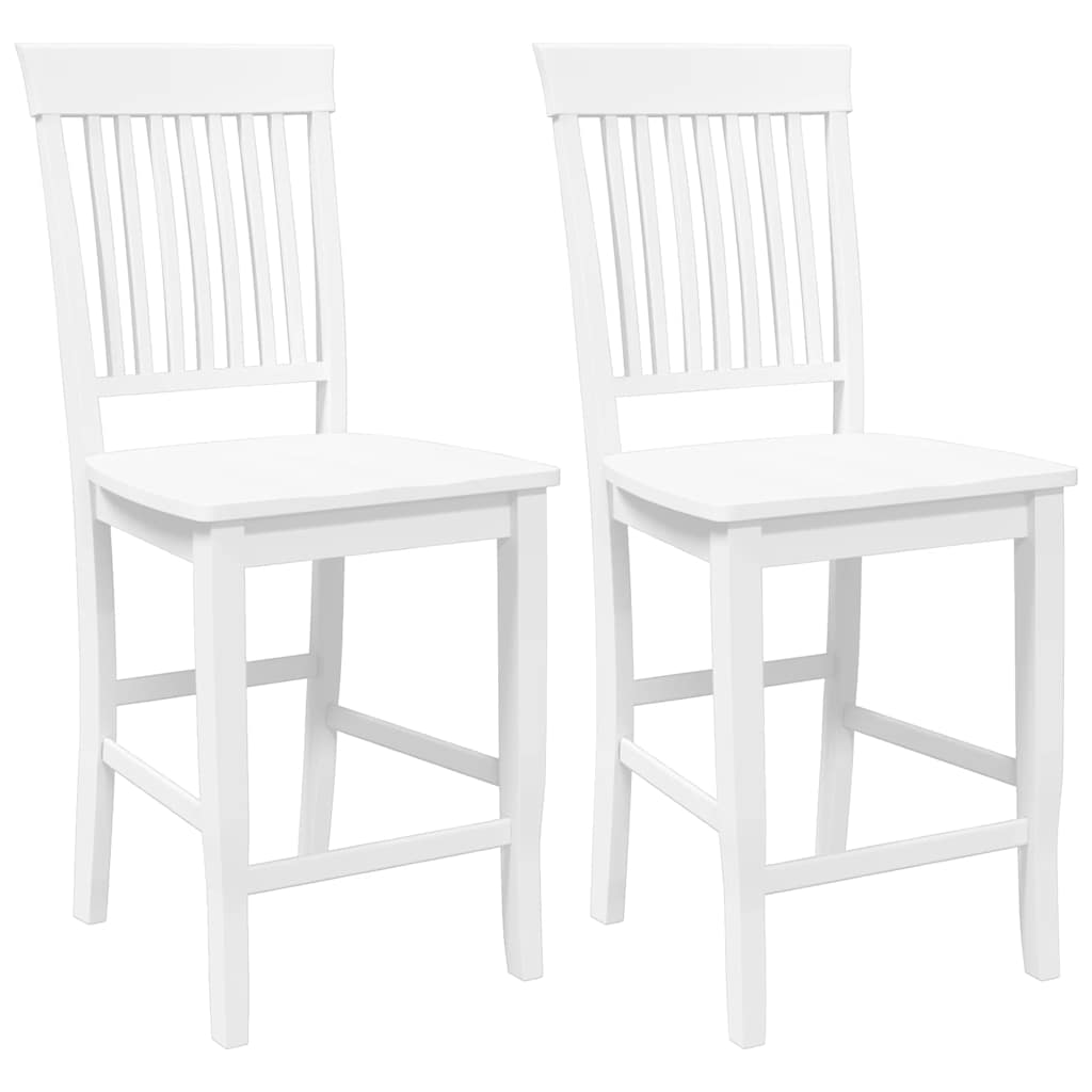 Tabourets de bar (lot de 2) en bois massif blanc et caoutchouc - XIOS