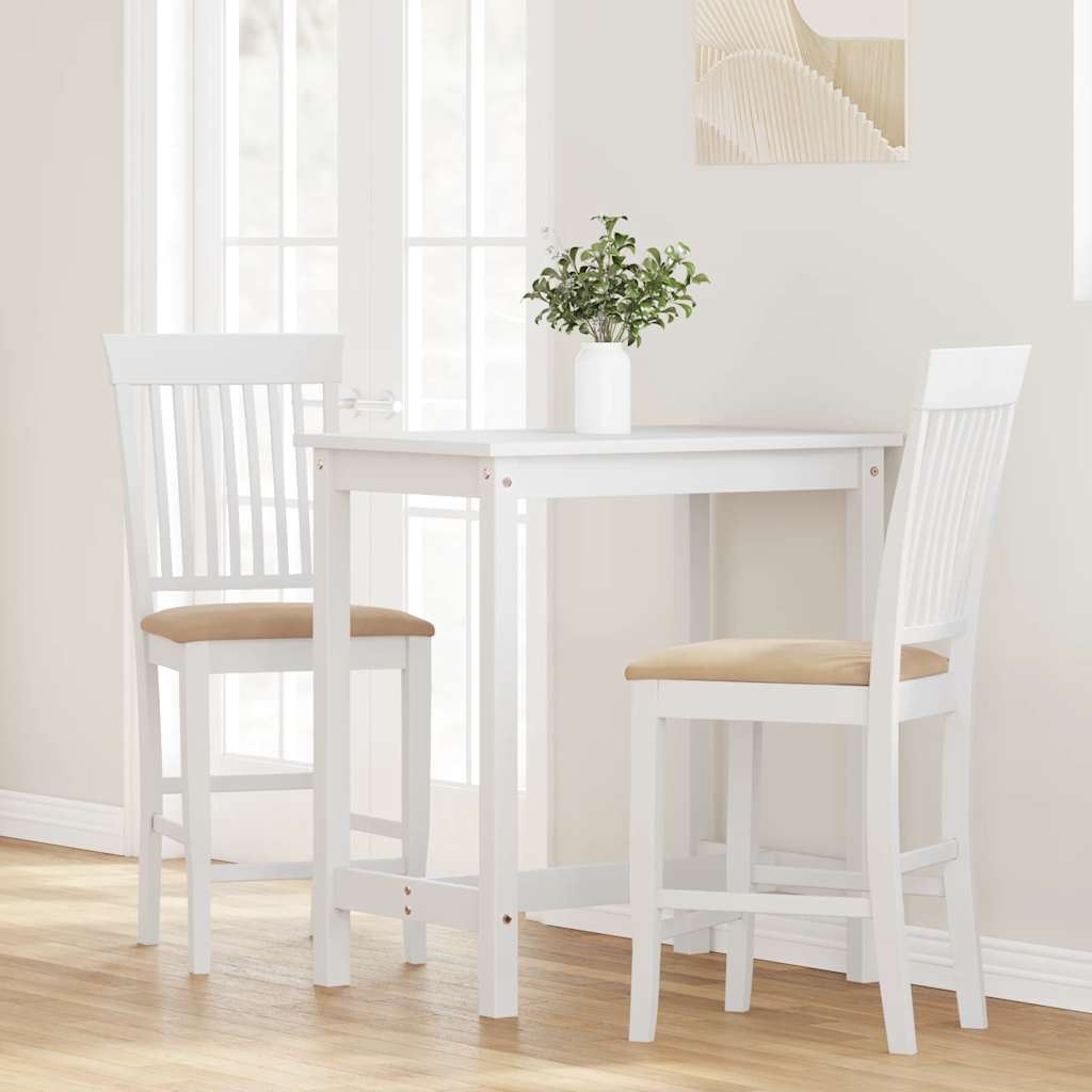 Tabourets de bar avec coussins (lot de 2) en bois massif blanc et caoutchouc - XIOS