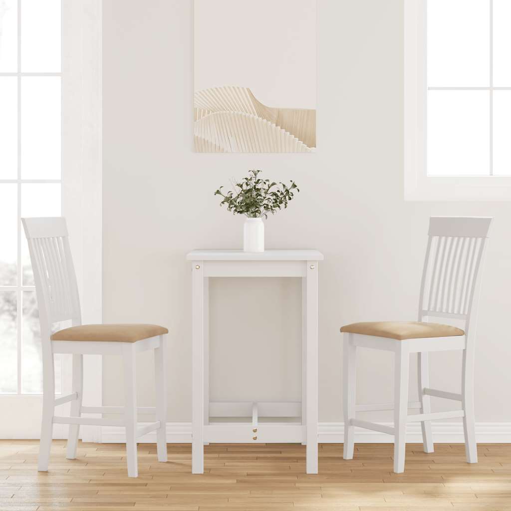 Tabourets de bar avec coussins (lot de 2) en bois massif blanc et caoutchouc - XIOS