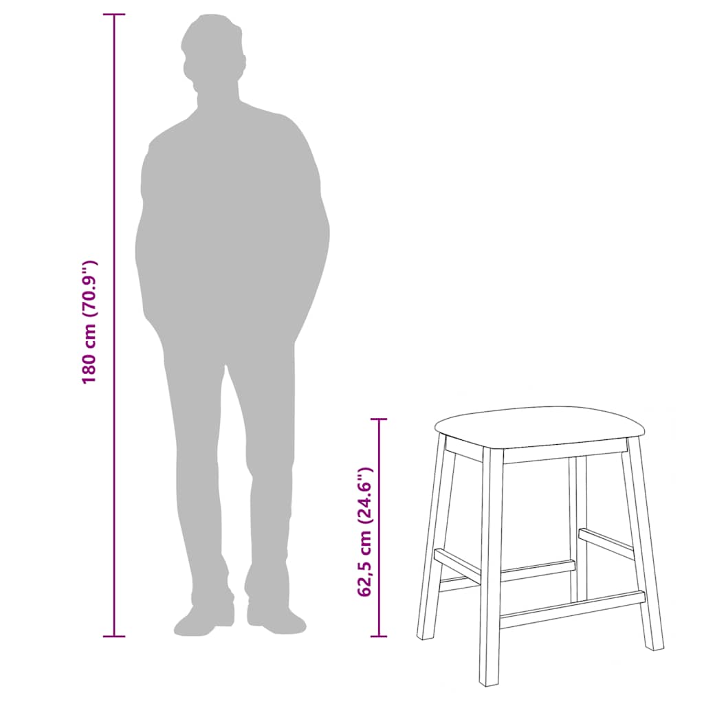 Chaises de bar avec coussins 2 pcs blanc bois massif d'hévéa - XIOS