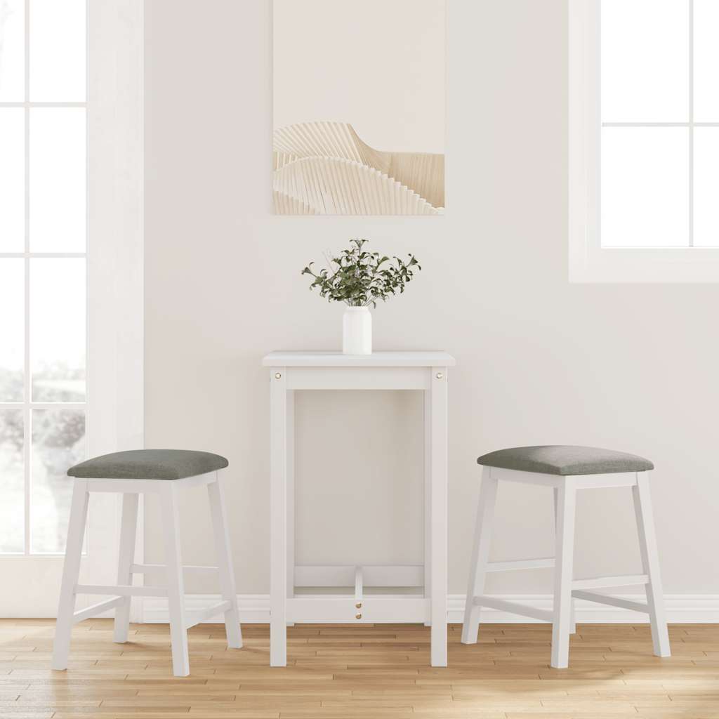 Chaises de bar avec coussins 2 pcs blanc bois massif d'hévéa - XIOS