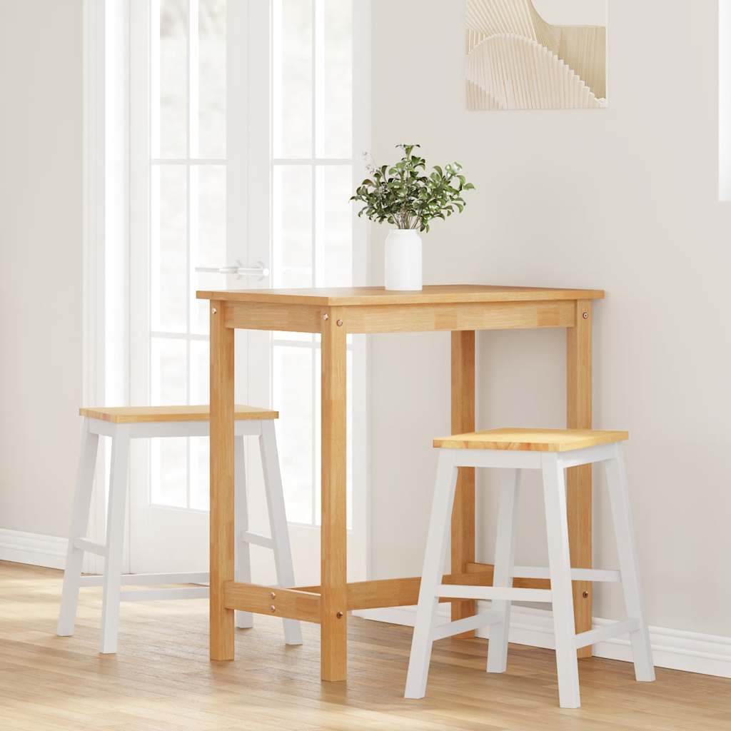 Chaises de bar 2 pcs blanc bois massif d'hévéa - XIOS