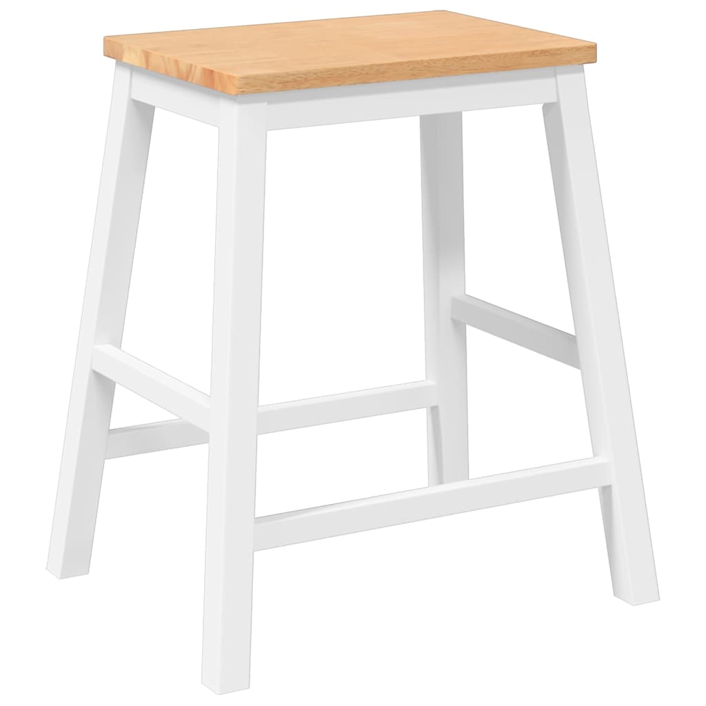 Chaises de bar 2 pcs blanc bois massif d'hévéa - XIOS