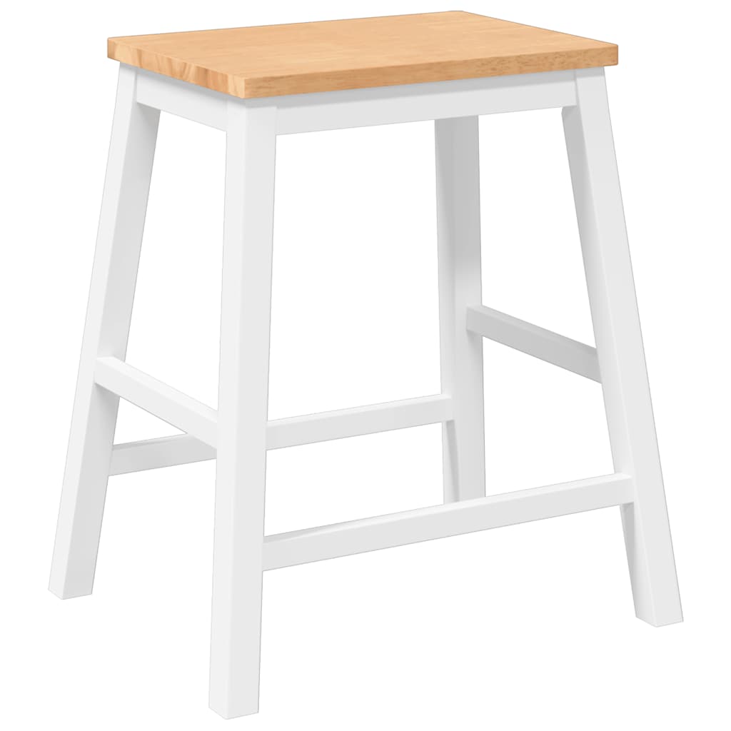 Chaises de bar 2 pcs blanc bois massif d'hévéa - XIOS