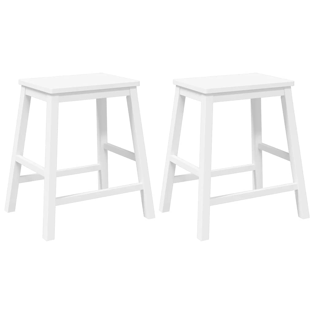 Chaises de bar 2 pcs blanc bois massif d'hévéa - XIOS