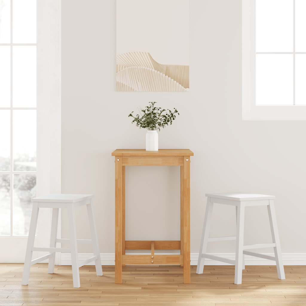 Chaises de bar 2 pcs blanc bois massif d'hévéa - XIOS