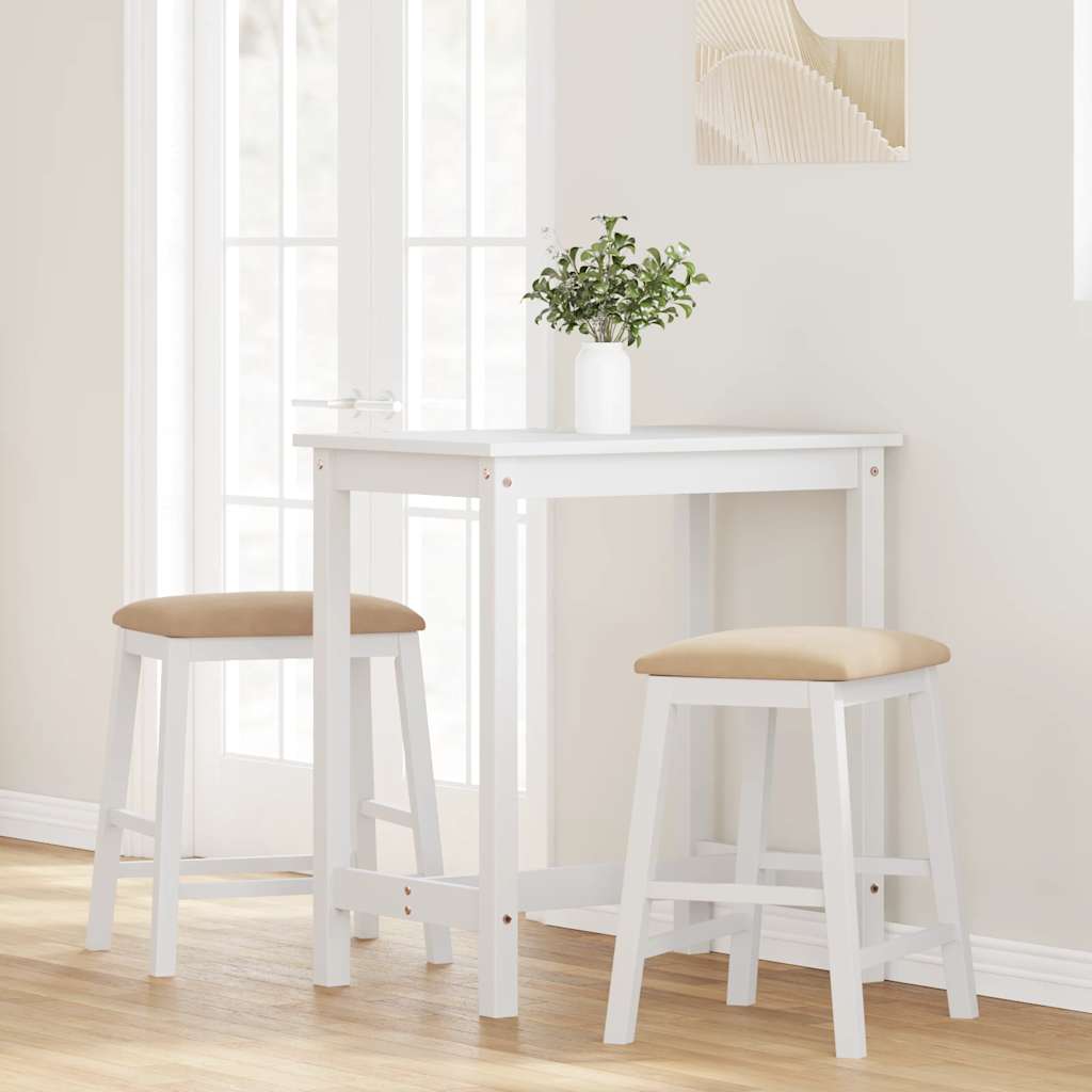 Chaises de bar avec coussins 2 pcs blanc bois massif d'hévéa - XIOS