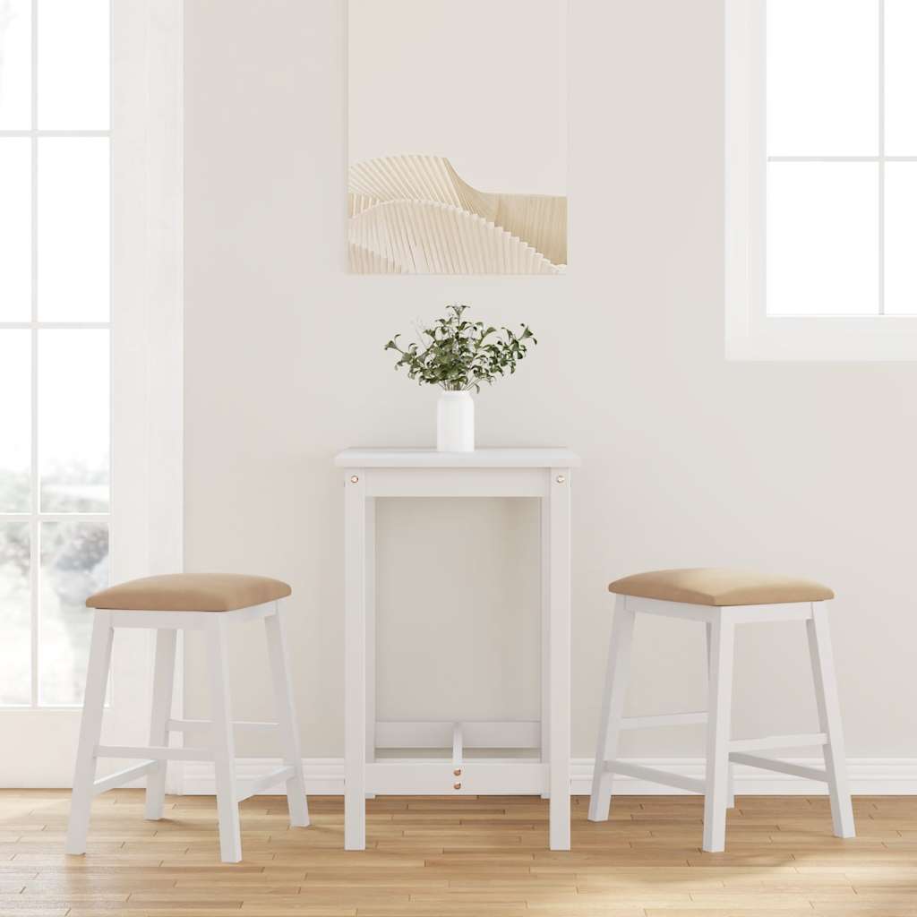 Chaises de bar avec coussins 2 pcs blanc bois massif d'hévéa - XIOS