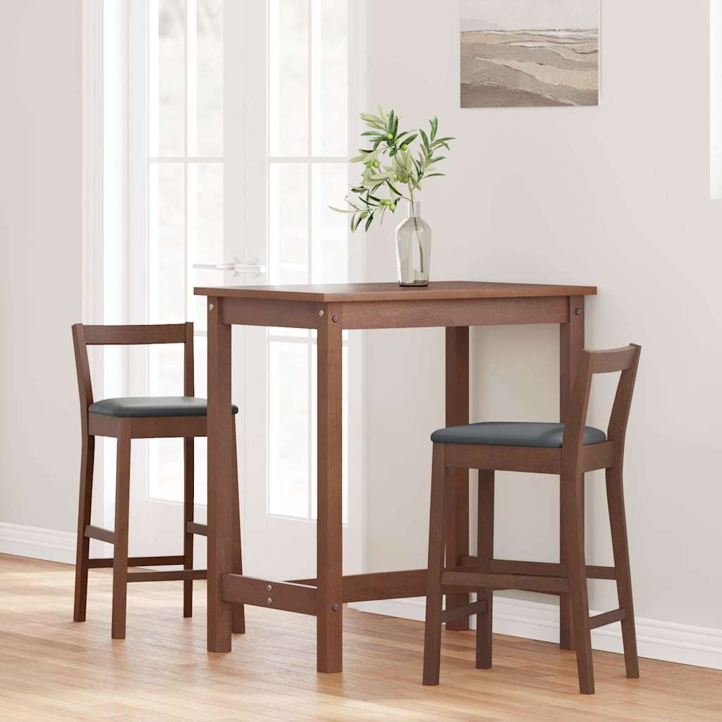 Tabourets de bar avec coussins (lot de 2) en bois massif marron et caoutchouc - XIOS