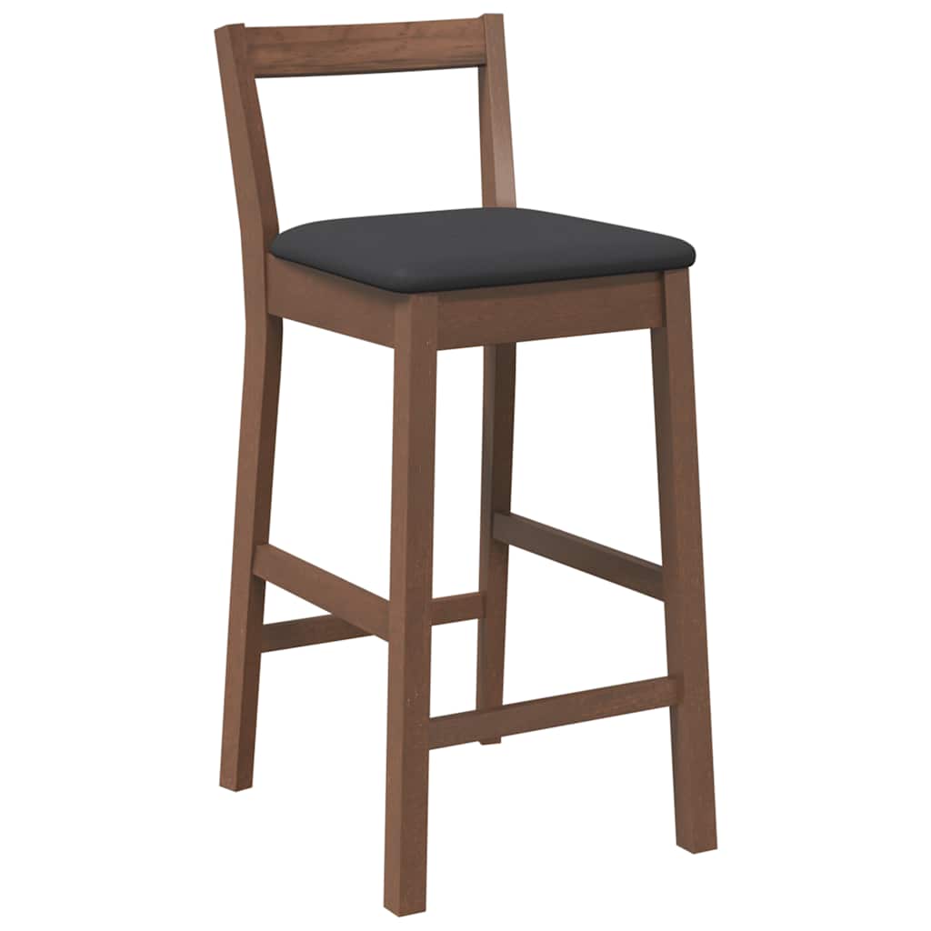 Tabourets de bar avec coussins (lot de 2) en bois massif marron et caoutchouc - XIOS