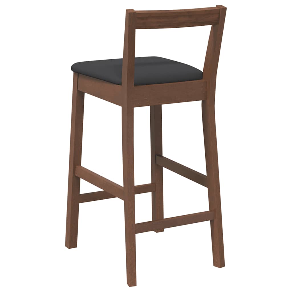 Tabourets de bar avec coussins (lot de 2) en bois massif marron et caoutchouc - XIOS
