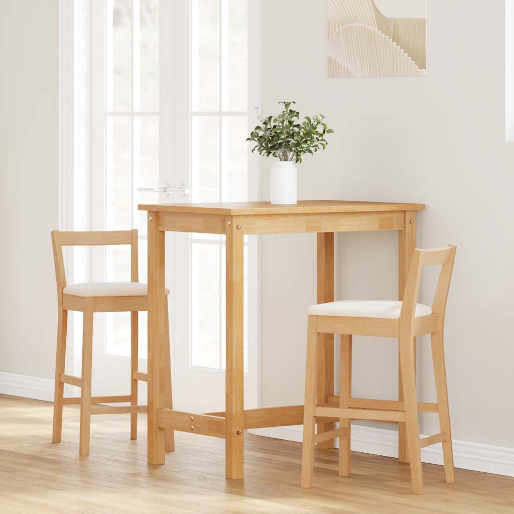 Tabourets de bar avec coussins (2 pcs) en bois massif naturel et caoutchouc - XIOS