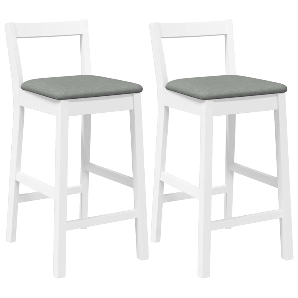 Tabourets de bar avec coussins (lot de 2) en bois massif blanc et caoutchouc - XIOS